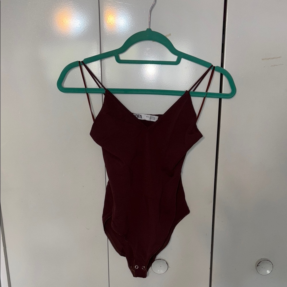 Zara Purple Bodysuit with Spaghetti Straps